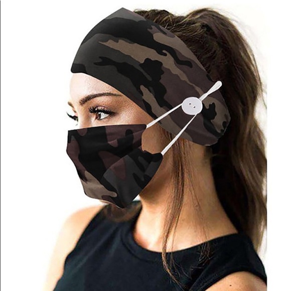 Brand New Face Mask & Headband Set Army Green Camo - Picture 6 of 12